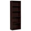 Dark Russet Brown 5-Shelf Bookcase - Sturdy Wooden Bookshelf for Home & Office