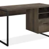 Distressed Brown Oak Desk - Rustic Wooden Writing Table for Home Office