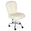 Taylor White Faux Fur Armless Office Chair - Luxurious Comfort for Your Workspace