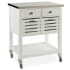 Laurie White Steel Top Kitchen Cart With Drawers - Multi-Functional Storage Cart