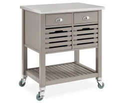 Laurie Gray Steel Top Kitchen Cart With Drawers | Stylish Storage Cart for Kitchen & Home