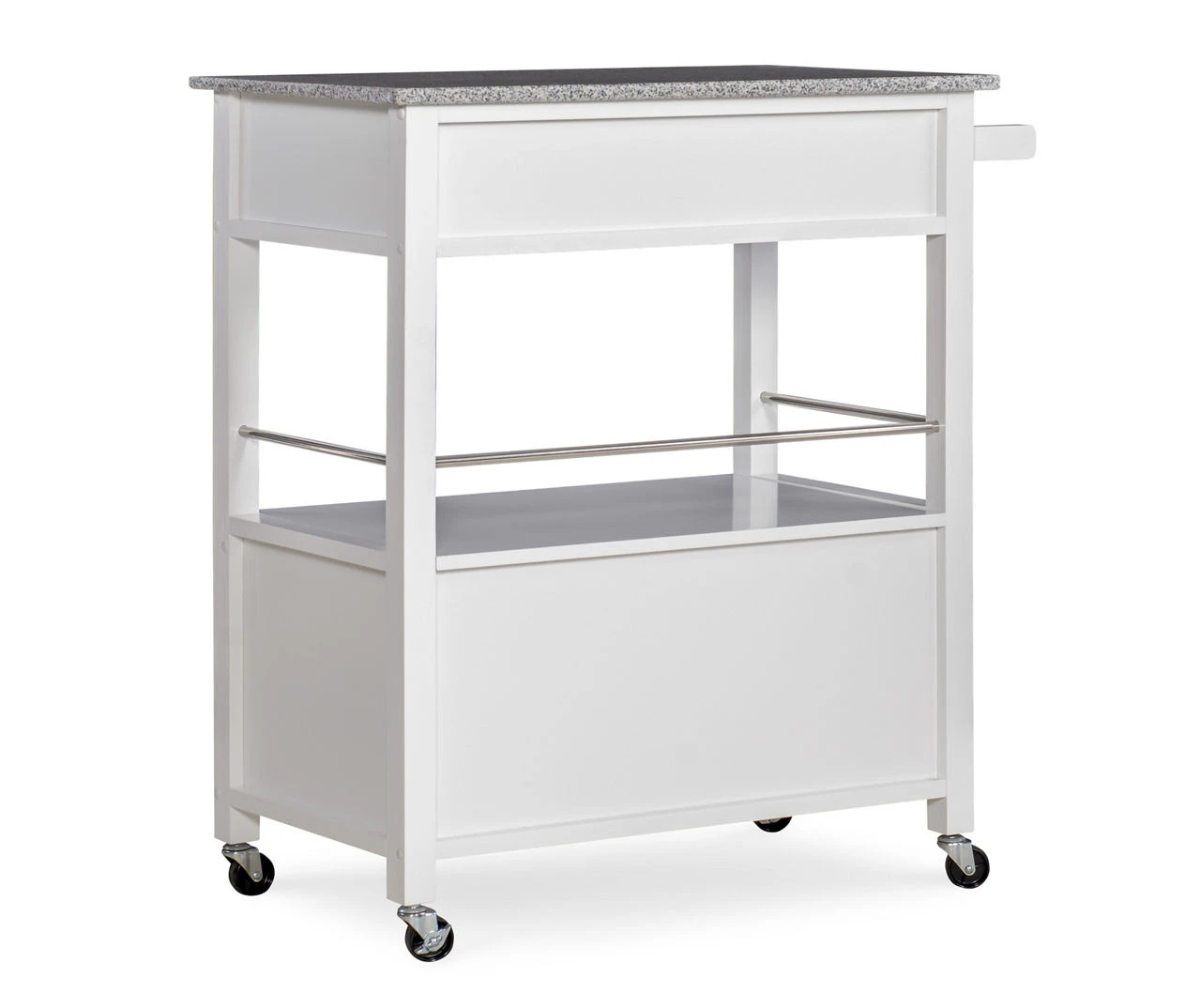 White Double Door Kitchen Cart with Granite Top - Stylish and Functional Storage Solution - Image 5
