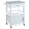 White Granite Top Kitchen Cart with Storage | Durable & Stylish Storage Cart