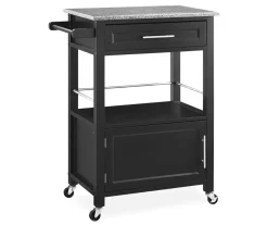 Ree Black Granite Top Kitchen Cart With Storage - Stylish & Functional Storage Cart