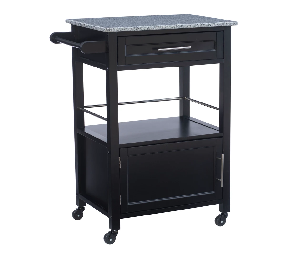 Ree Black Granite Top Kitchen Cart With Storage - Stylish & Functional Storage Cart - Image 3