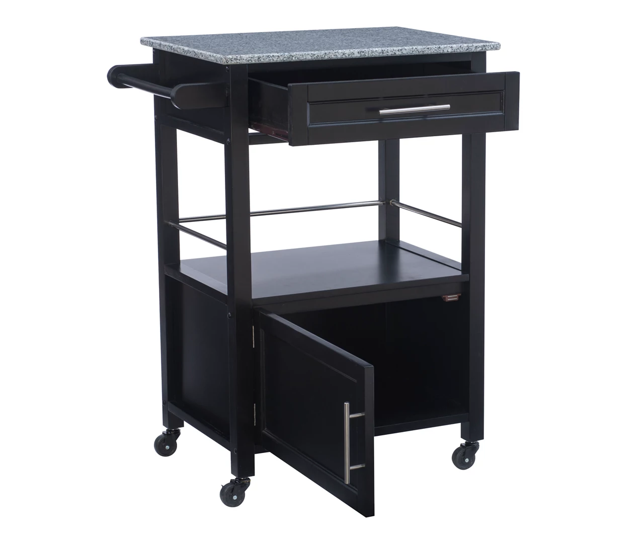 Ree Black Granite Top Kitchen Cart With Storage - Stylish & Functional Storage Cart - Image 5
