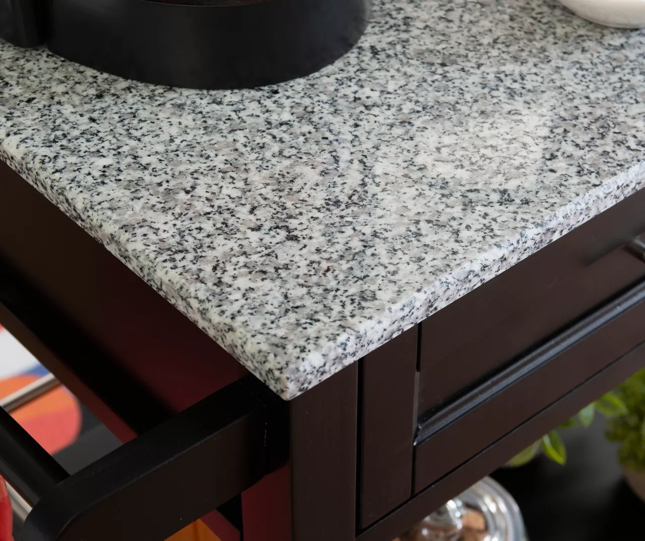 Ree Black Granite Top Kitchen Cart With Storage - Stylish & Functional Storage Cart - Image 9