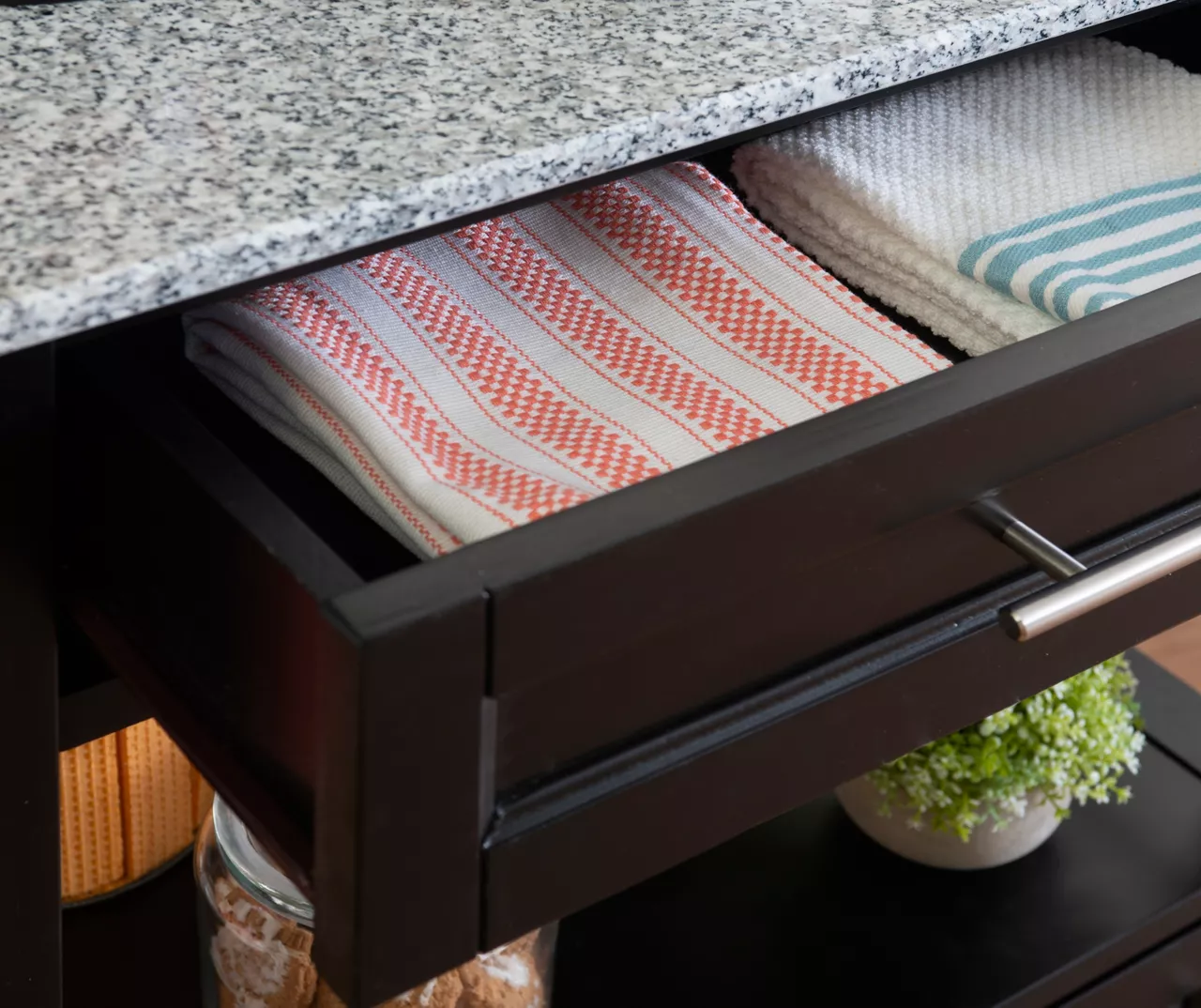 Ree Black Granite Top Kitchen Cart With Storage - Stylish & Functional Storage Cart - Image 10