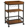 Luke Industrial Kitchen Cart with Wine Storage – Versatile Storage Cart for Kitchen & Dining