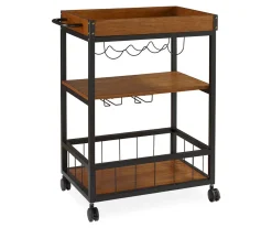 Luke Industrial Kitchen Cart with Wine Storage β Versatile Storage Cart for Kitchen & Dining