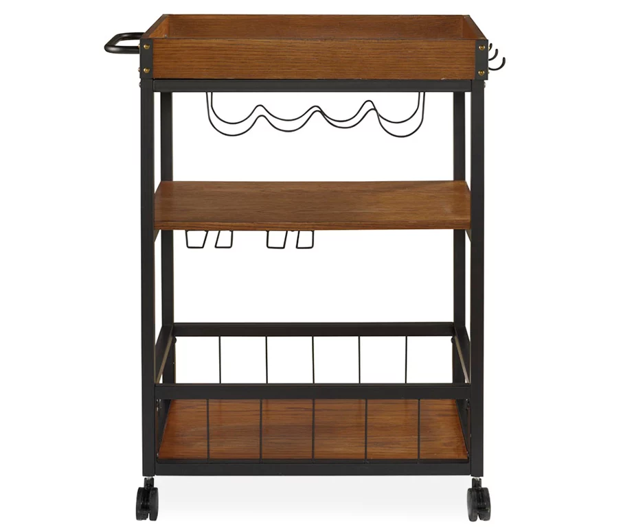 Luke Industrial Kitchen Cart with Wine Storage β Versatile Storage Cart for Kitchen & Dining - Image 3