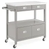 Gray Steel Top Kitchen Cart With Drawers - Durable Rollable Storage Solution