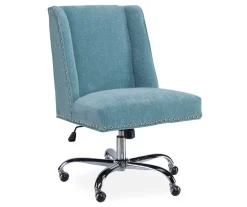 Aqua Square Back Office Chair With Nailhead Trim - Ergonomic & Stylish Home Office Seating