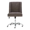 Charcoal Gray Square Back Office Chair With Nailhead Trim - Ergonomic & Stylish