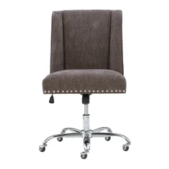 Charcoal Gray Square Back Office Chair With Nailhead Trim - Ergonomic & Stylish