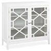 Ava White Geometric 2-Door Storage Cabinet | Modern Home Organization