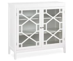Ava White Geometric 2-Door Storage Cabinet | Modern Home Organization