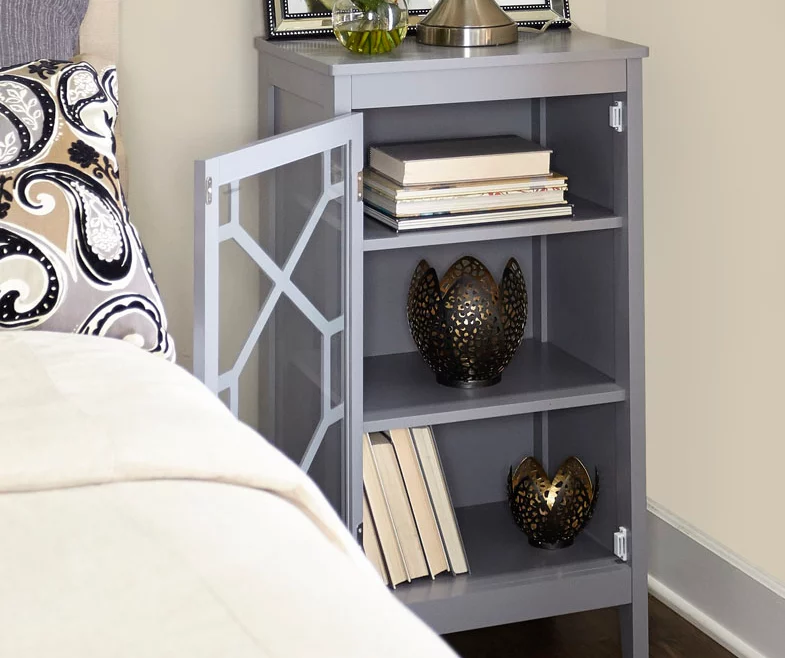 Ava Gray Geometric Single Door Cabinet - Stylish Storage Solution - Image 3