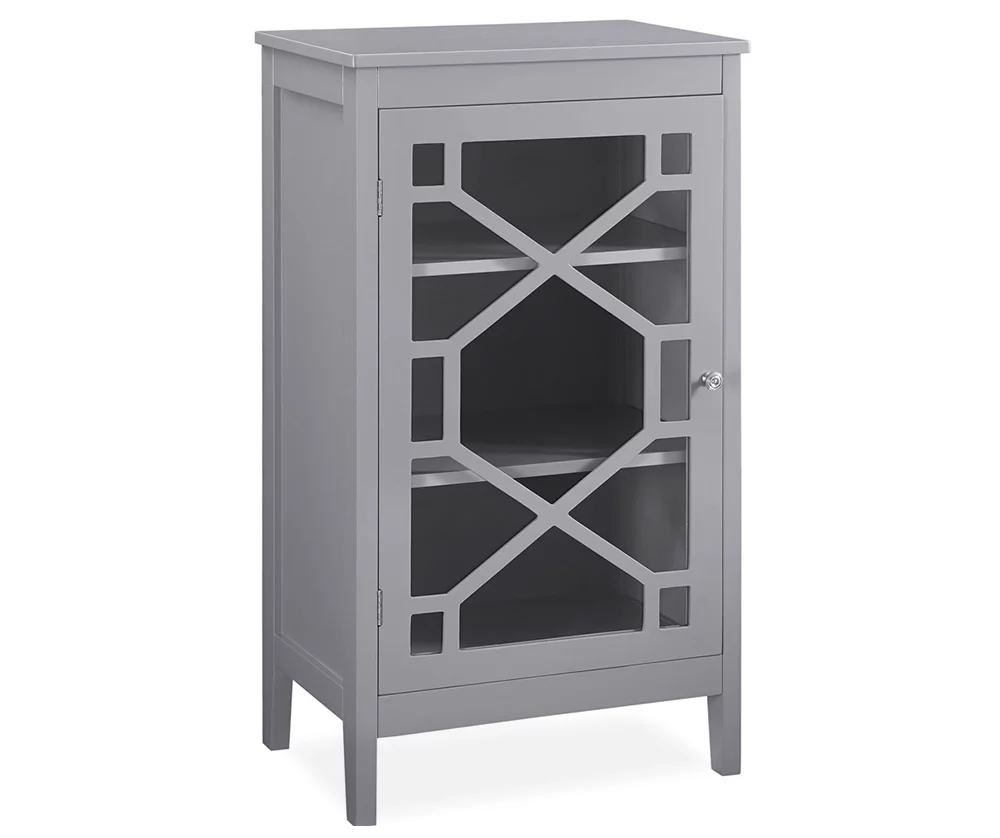 Ava Gray Geometric Single Door Cabinet - Stylish Storage Solution