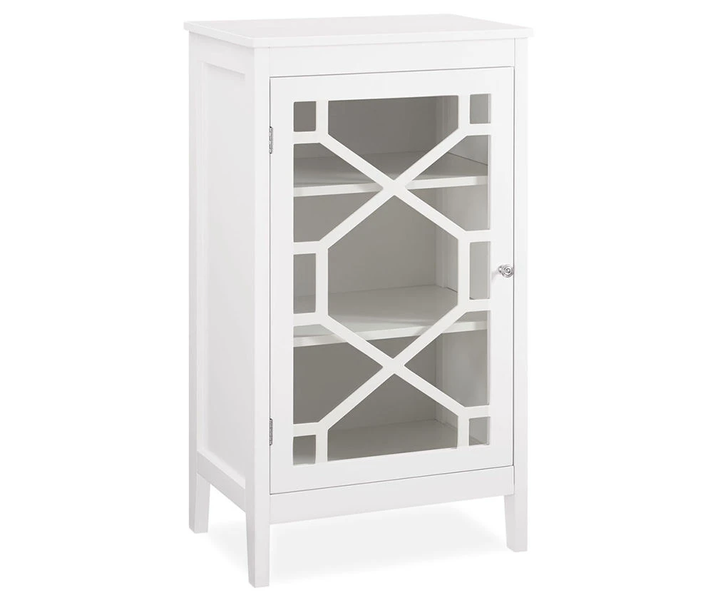 Ava White Geometric Single Door Cabinet - Modern Storage Solution