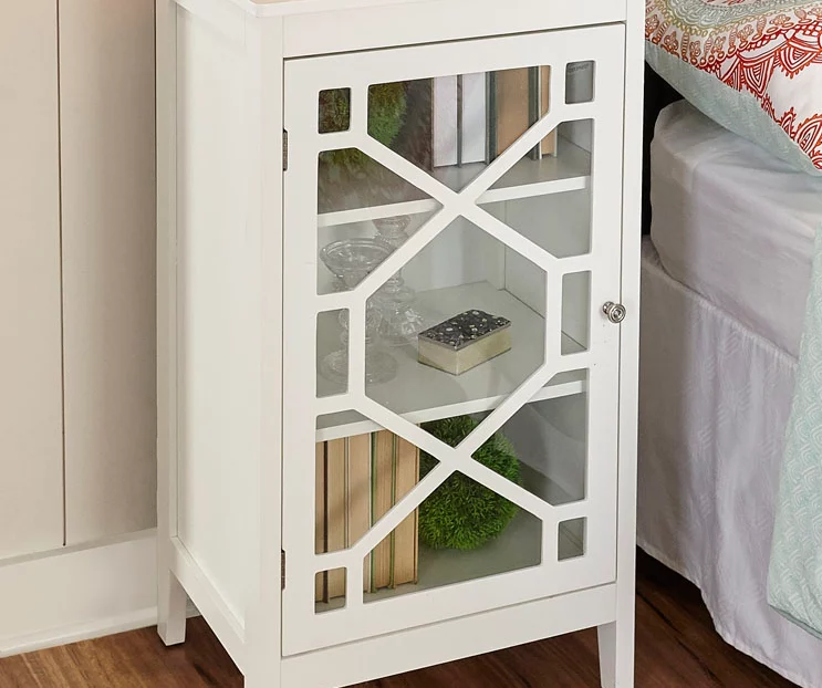 Ava White Geometric Single Door Cabinet - Modern Storage Solution - Image 2