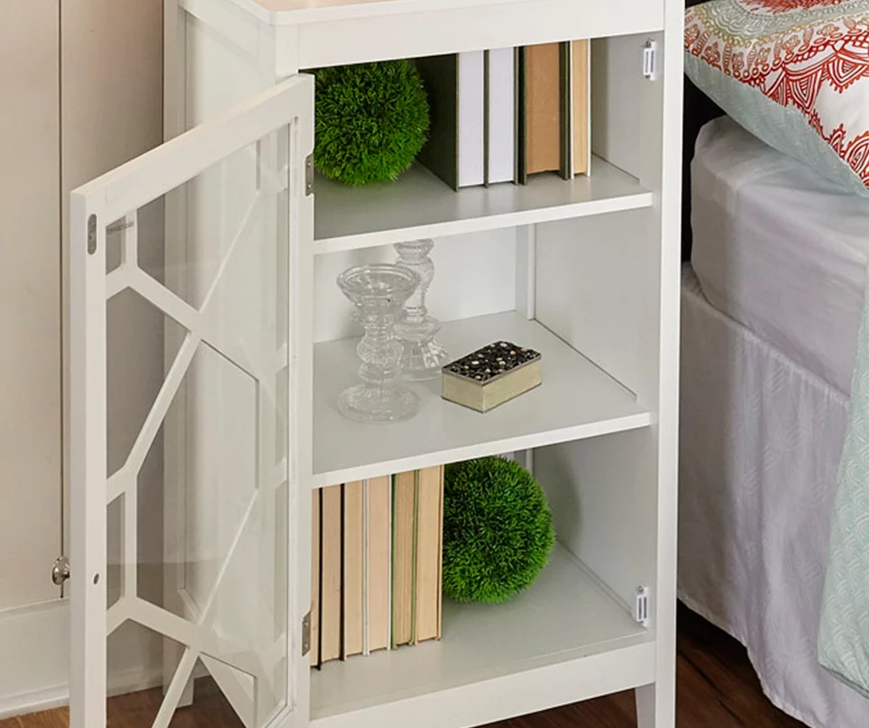 Ava White Geometric Single Door Cabinet - Modern Storage Solution - Image 3