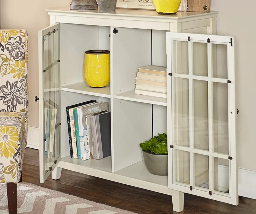 Preston White Vintage 2-Door Storage Cabinet | Durable & Stylish Organizer - Image 3