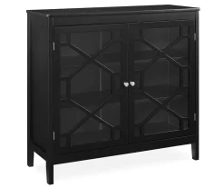 Ava Black Geometric 2-Door Storage Cabinet | Modern Home Organization Solution