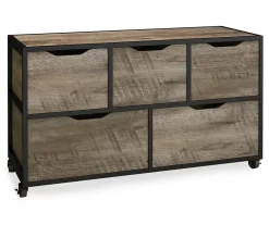 Rustic Rolling 5-Bin Storage Organizer | Versatile Storage Cart for Home & Office
