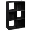 Black Oak 6-Cube Storage Organizer | Stylish Bookshelf & Bookcase for Home