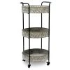 Modern Whitewash Round Metal Tray 3-Tier Rolling Cart - Versatile Storage Solution for Home & Office