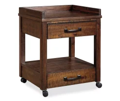 Baldridge Rustic Brown 2-Drawer Rolling Printer Stand - Compact Storage Cabinet for Home or Office