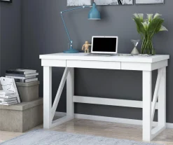 Stockton White Computer Desk - Modern & Sturdy Workstation for Home & Office