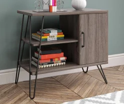 Langley Park Distressed Gray Oak 3-Tier Bookshelf - Rustic Wooden Bookcase for Home & Office