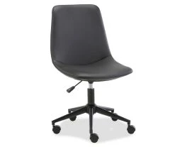 Black Faux Leather Swivel Office Chair - Ergonomic Design for Comfort and Style