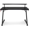 Black LED Gaming Desk With Riser - Ergonomic Design for Gamers & Professionals