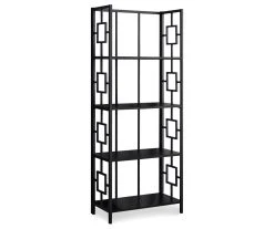Black Square 4-Shelf Bookcase - Modern Storage Solution for Home & Office
