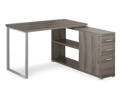 Dark Taupe Reversible L-Shaped Corner Desk - Stylish & Functional Home Office Furniture
