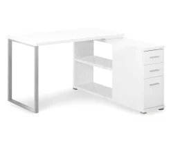 White Reversible L-Shaped Corner Desk – Modern Space-Saving Office Furniture
