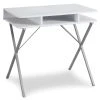 Modern Silver & White Writing Desk - Elegant and Functional Home Office Furniture
