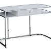 White & Silver Chrome Office Desk - Modern and Stylish Workspace Solution