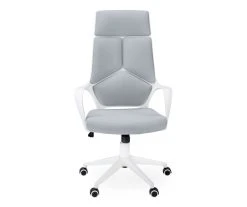 White & Gray Executive Office Chair - Ergonomic High-Back Desk Chair with Lumbar Support