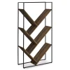 Brown 5-Shelf Slanted Bookcase - Stylish & Functional Bookshelf for Home or Office