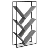 Gray 5-Shelf Slanted Bookcase - Stylish & Space-Saving Bookshelf for Home or Office