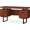60" Cherry Woodgrain & Black Floating Desk - Modern Home Office Furniture