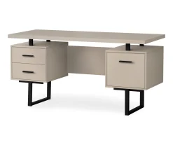 60" Taupe & Black Floating Desk - Modern Space-Saving Home Office Solution