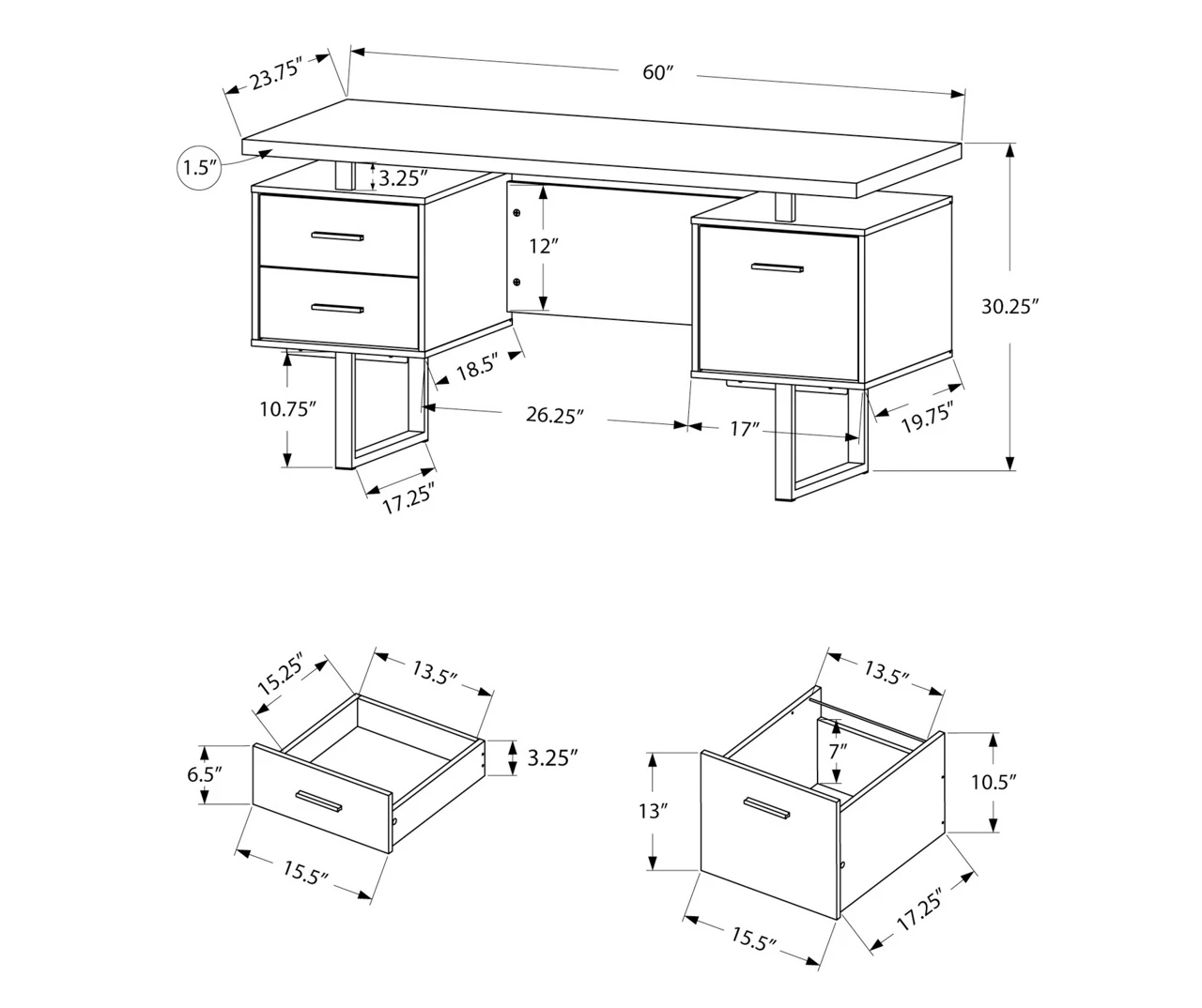 60" Taupe & Black Floating Desk - Modern Space-Saving Home Office Solution - Image 5