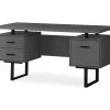 60-Inch Gray & Black Floating Desk - Modern Space-Saving Home Office Desk