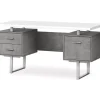 60-Inch Concrete Gray & White Floating Desk - Modern Office & Home Desk