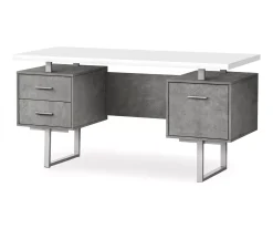 60-Inch Concrete Gray & White Floating Desk - Modern Office & Home Desk